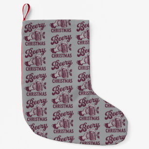 Beery Christmas Vintage Beer Party Xmas Small Christmas Stocking