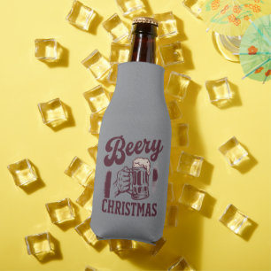 Beery Christmas Vintage Festive Party Guys Beer Bottle Cooler