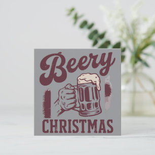 Beery Christmas Vintage Festive Party Guys Beer Holiday Card