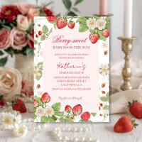 Beery sweet strawberries floral pink baby shower