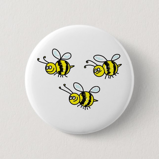 bees 6 cm round badge (Front)