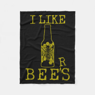 Bees & Beer - Funny Quote Beekeeng Beekeeper G Fleece Blanket