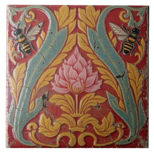 Bees and Blooms Ceramic Tile (Front)