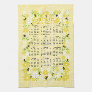 Bees and Flowers 2024 Tea Towel