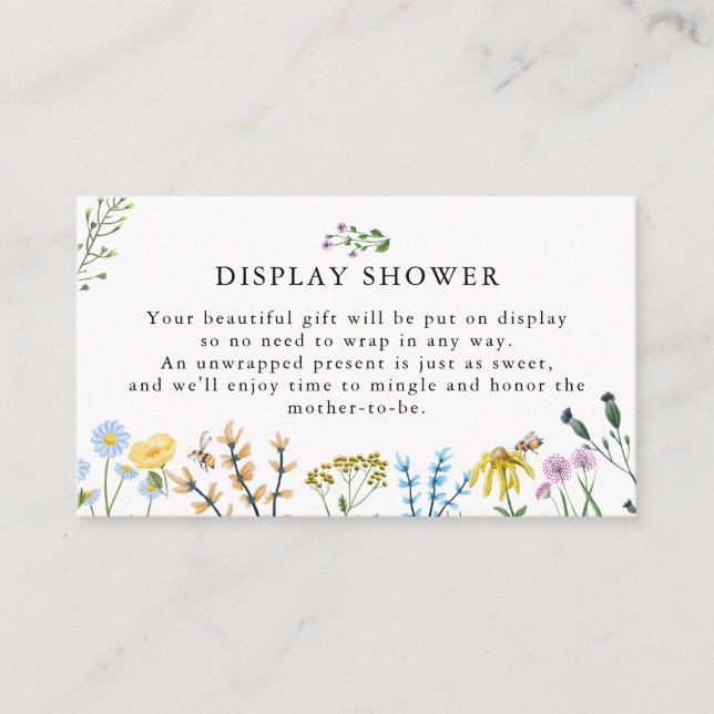 Bees and Flowers | Baby Shower Display Shower Enclosure Card (Front)