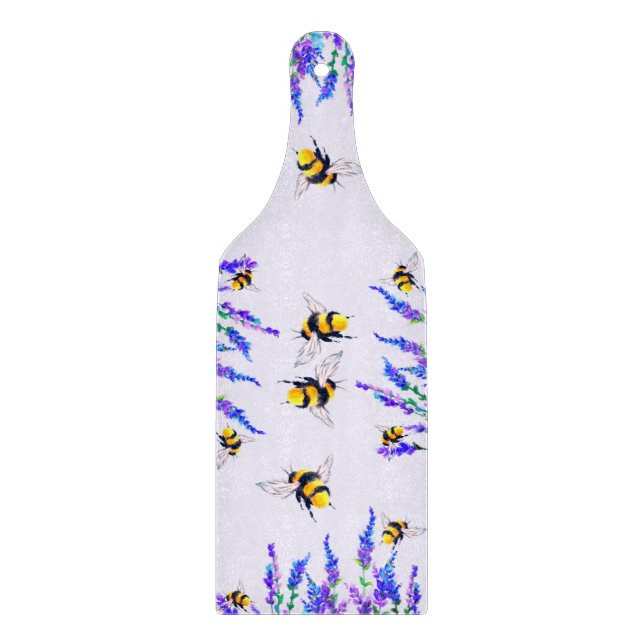 Bees and Flowers Cutting Board Spring Painting (Front)