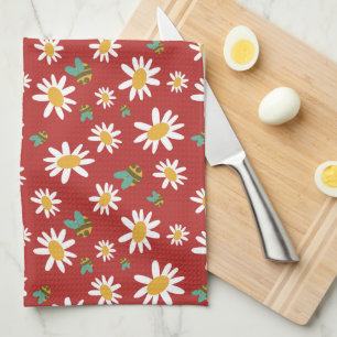 Bees and Flowers Tea Towel