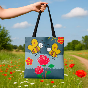 Bees And Flowers Tote Bag