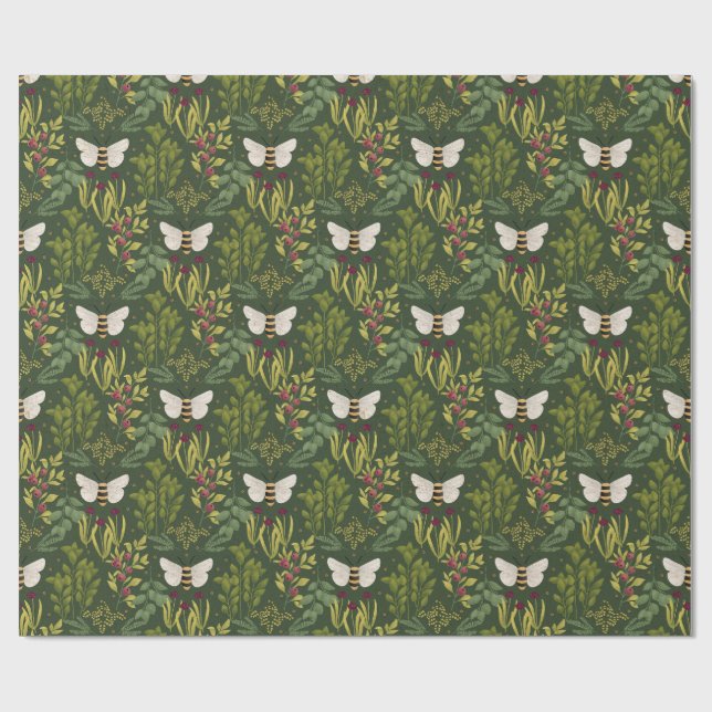 Bees and Foliage Wrapping Paper (Flat)