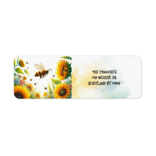 Bees and Golden Sunflowers Return Address  Label