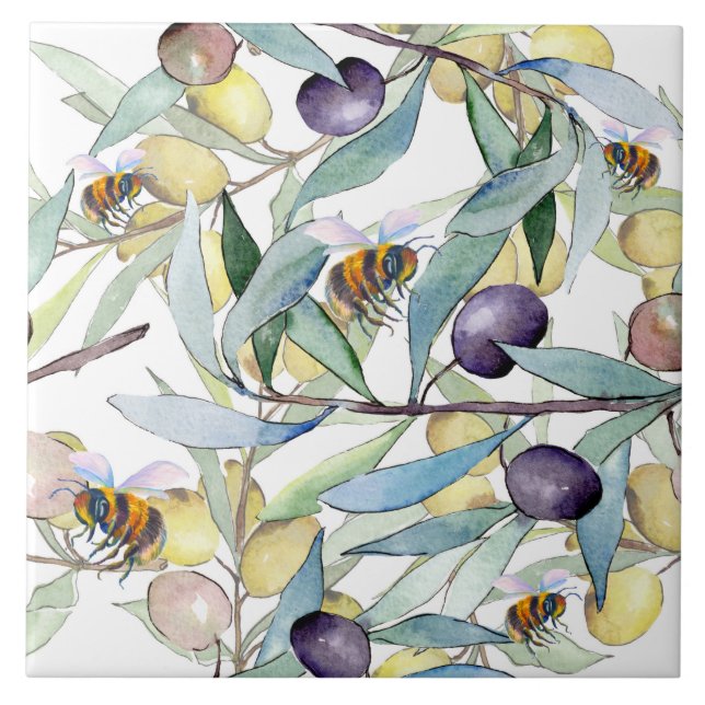 Bees and Grapes Ceramic Tile (Front)