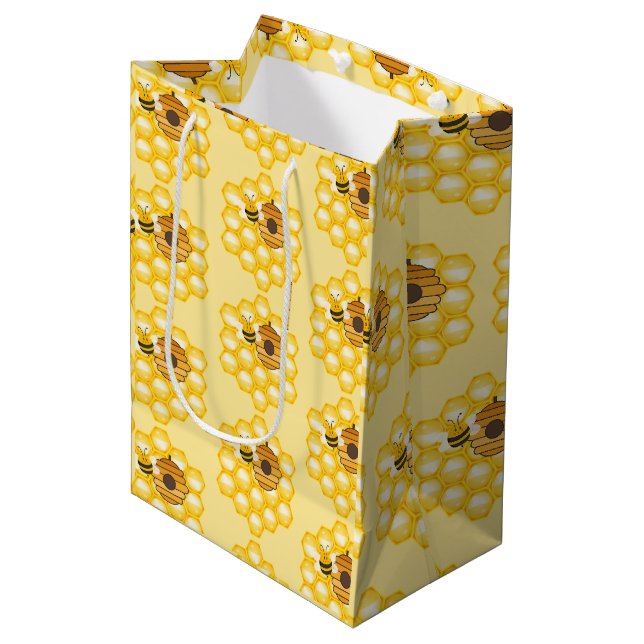 Bees and Honeycomb Medium Gift Bag (Front Angled)