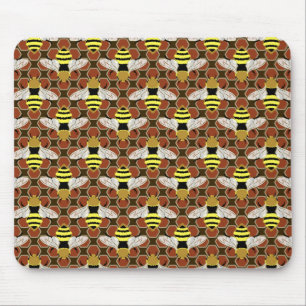 Bees and Honeycomb Pattern Mouse Pad