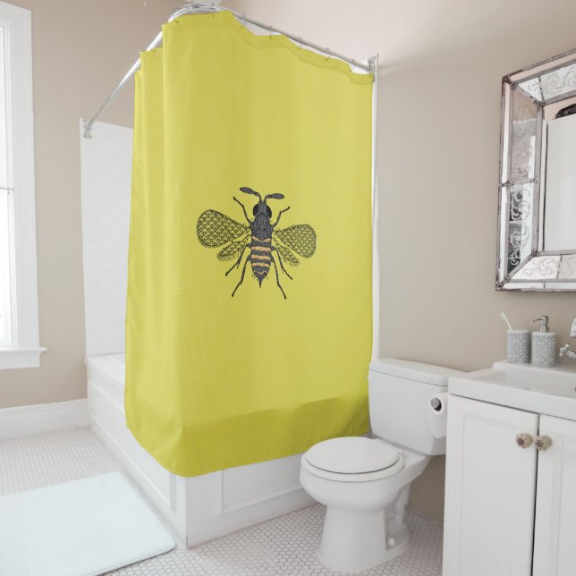 BEES and Honeycomb - Save The Bees Shower Curtain (In Situ)