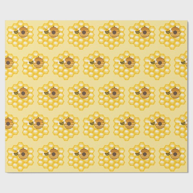 Bees and Honeycomb Wrapping Paper (Flat)