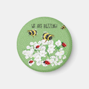 BEES and LadyBugs - Art by LeahG Save The Bees Magnet