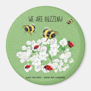 BEES and LadyBugs - Art by LeahG Save The Bees Magnet