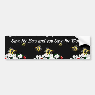 BEES and Ladybugs nature art Bumper Sticker