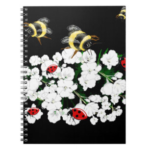 BEES and Ladybugs nature art Notebook