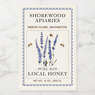 Bees and Lavender 2"x3" Honey Label