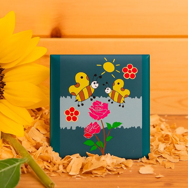 Bees and Roses Floral Garden 15 Cm Square Badge (Creator Uploaded)