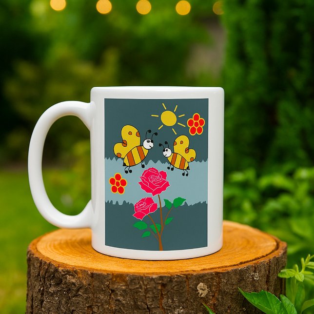 Bees and Roses Floral Garden Coffee Mug (Creator Uploaded)