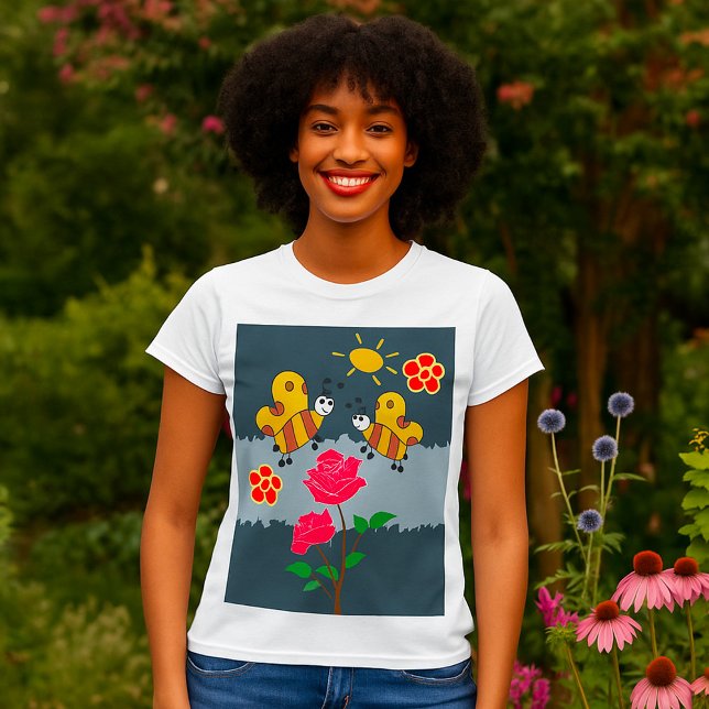 Bees and Roses Floral Garden T-Shirt (Creator Uploaded)
