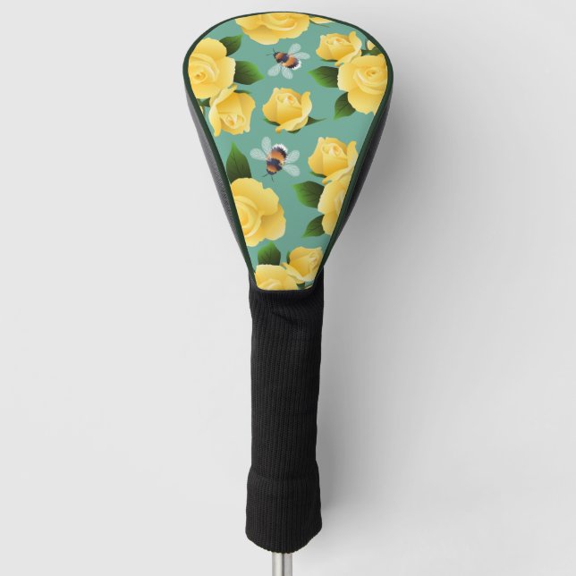Bees And Roses Golf Head Cover (Front)