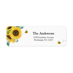 Bees and Sunflowers Return Address Return Address Label