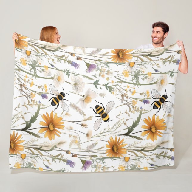Bees And Wildflowers,  Fleece Blanket (In Situ)