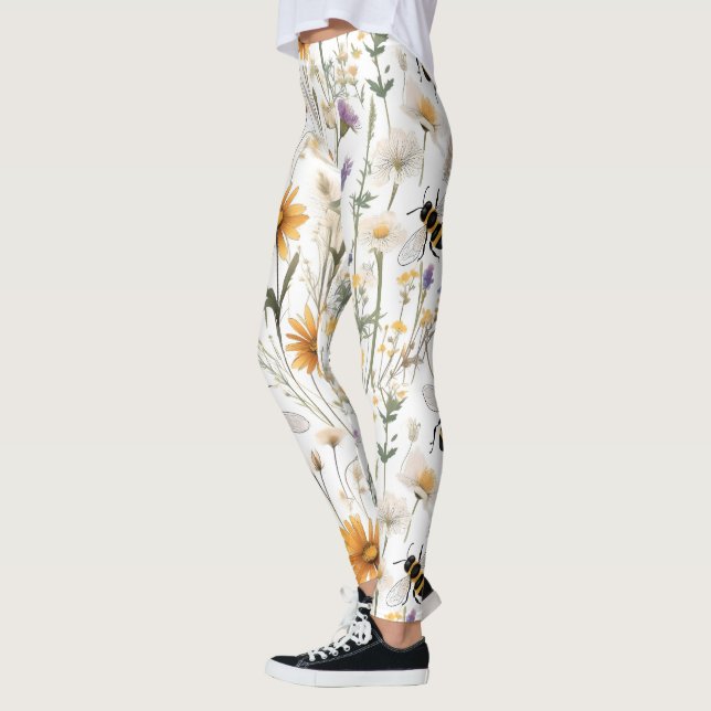 Bees And Wildflowers,  Leggings (Left)