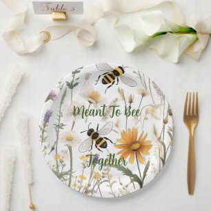 Bees And Wildflowers Meant To Bee Together, Paper Plate