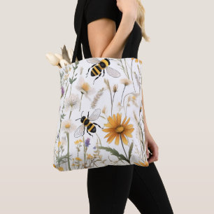 Bees And Wildflowers, Tote Bag