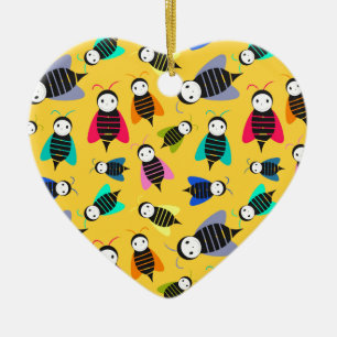 bees animal pattern ceramic tree decoration