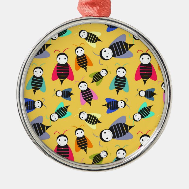 bees animal pattern metal ornament (Front)