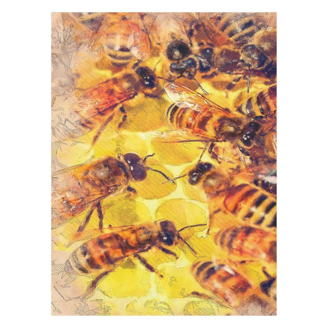Bees art Blanket Tablecloth (Front)
