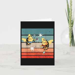 Bees Badminton Dynamic Cartoonish Artwork Funny Pl Card