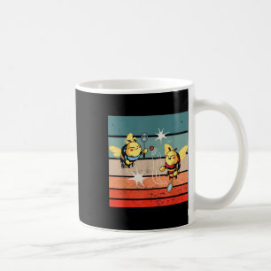 Bees Badminton Dynamic Cartoonish Artwork Funny Pl Coffee Mug