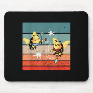 Bees Badminton Dynamic Cartoonish Artwork Funny Pl Mouse Pad