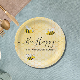 Bees bee happy summer fun humour name paper plate