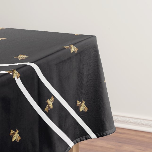 Bees - Bees - Bee - Beene black & white stripes Tablecloth (In Situ)