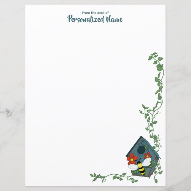 Bee's Birdhouse Ballet Unlined Paper Sheet (Front)