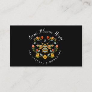 Bees & Bloom Floral & Decorative Honey Bee Black Business Card