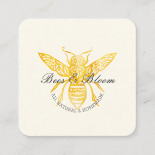 Bees & Bloom Floral Elegant & Decorative Honey Bee Square Business Card