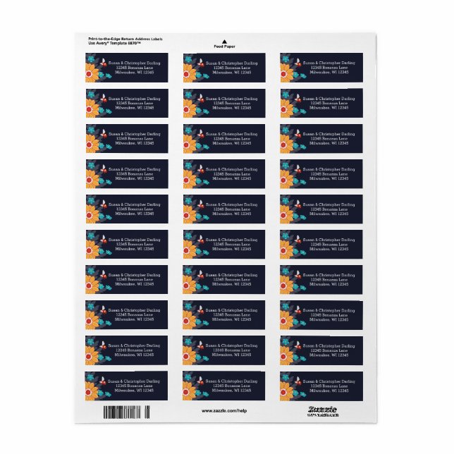 Bees & Blossoms Return Address Label (Full Sheet)