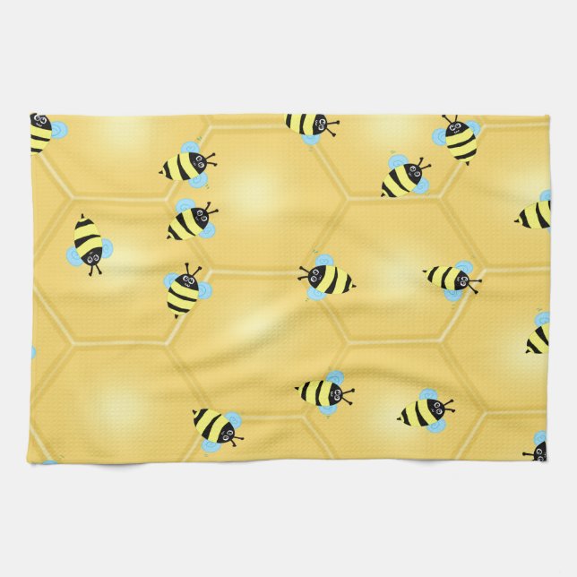 Bees Buzzing Tea Towel (Horizontal)
