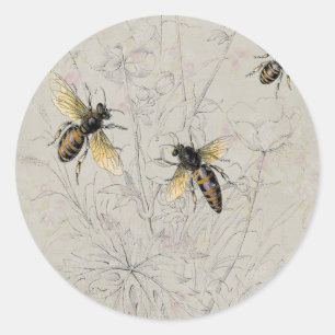Bees Classic Round Sticker