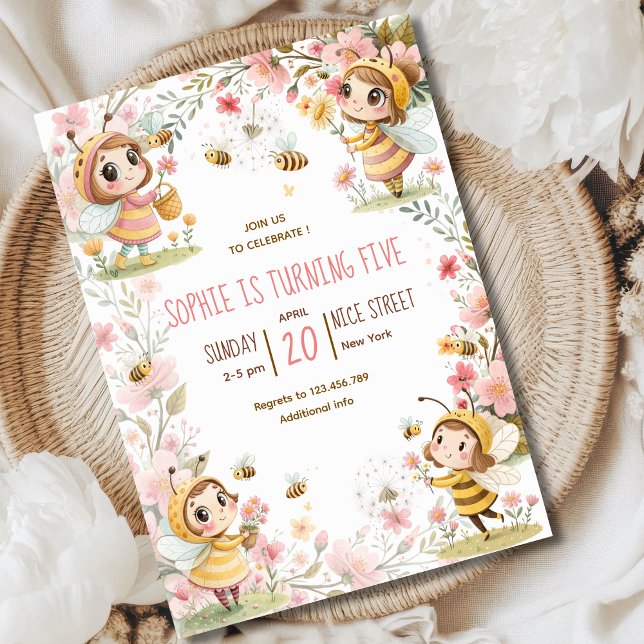Bees fairy kids  Birthday Invitation (Creator Uploaded)