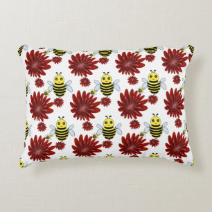Bees floral pattern decorative cushion