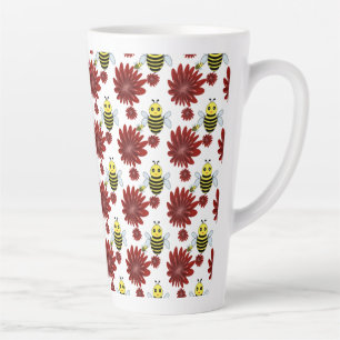 Bees floral pattern  latte mug